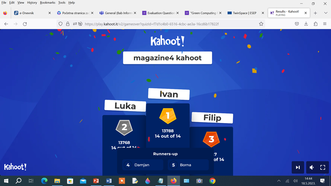 Kahoot podium